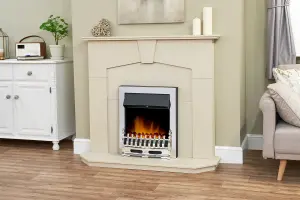 Adam Abbey Fireplace in Stone Effect with Blenheim Electric Fire in Chrome, 48 Inch