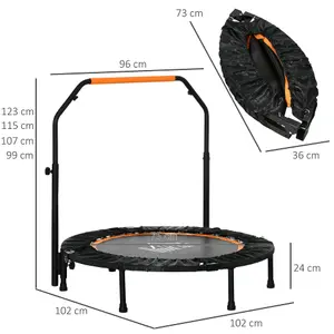 HOMCOM 40" Foldable Mini Fitness Trampoline w/ Foam Handle, Orange