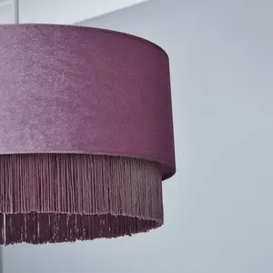 Litecraft Tess Fringed Lilac Lamp Shade