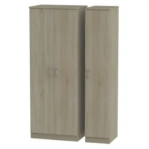 Ready assembled Contemporary Dark oak effect Tall Triple Wardrobe (H)1970mm (W)1110mm (D)530mm