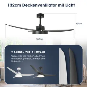 Chermaine 132cm Ceiling Fan with LED Lights Black