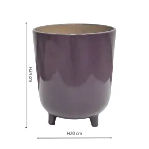 Lecce Plum Speckled Planter H24Cm D20Cm