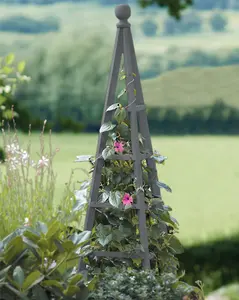 Smart Garden Slate Grey Wooden Woodland Obelisk 1.9m Plant Support Pine Pergola