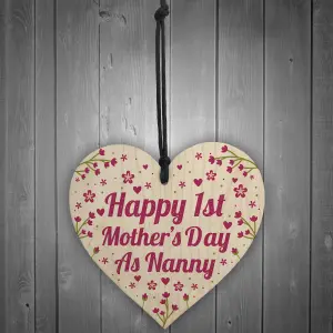 Red Ocean First Mothers Day Gift 1st Mothers Day Card Wooden Heart Nanny Gift Nan Gift Keepsake Plaque