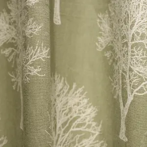 Woodland Trees Motif 100% Cotton Ready to Hang Eyelet Curtains