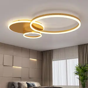 3 Circular Classic Golden Loops Energy Efficient LED Flush Ceiling Light 65cm