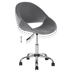 Beliani Retro Desk Chair Velvet Grey SELMA