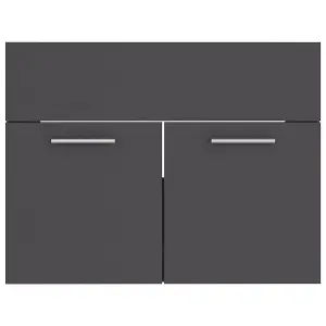 Berkfield 2 Piece Bathroom Furniture Set Grey Engineered Wood