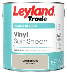 Leyland Trade Vinyl Soft Sheen Walls & Ceilings Emulsion Paint Crushed Silk (PPG1024-3) - 2.5L