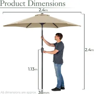 2.4m Crank and Tilt Parasol - Taupe