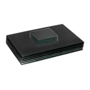 Harbour Housewares - Glass Placemats & Coasters Set - 30cm x 20cm - Black - 12pc