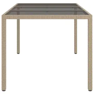 Berkfield Garden Table 150x90x75 cm Tempered Glass and Poly Rattan Beige