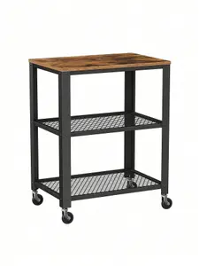 VASAGLE Serving Cart Trolley, Industrial Kitchen Rolling Utility Cart, Heavy Duty Storage Organiser, Wheels