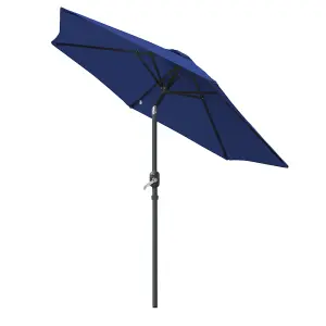 SunDaze 2.5M Blue Garden Parasol Sun Shade Umbrella with Crank Handle & Tilt Mechanism