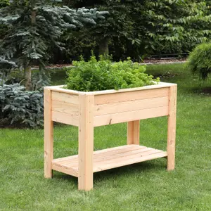 Dan Larch timber Shallow planter with self 800x400mm