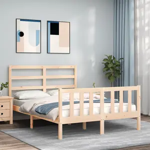 Berkfield Bed Frame with Headboard Small Double Solid Wood