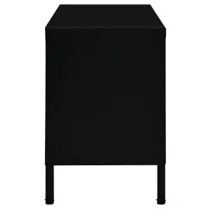 vidaXL TV Cabinet Black 90x30x44 cm Steel and Glass