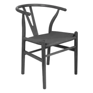 Nicholas Winter Beech Wooden Wishbone Dining Chair - Black/Black