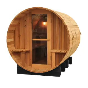 Fonteyn Barrel Sauna 7+1  Outdoor Sauna with Rustic Hemlock Wood Suitable for up to 6 People