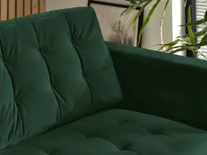 Furniturebox Jenna 3 Seater Emerald Green Velvet Sofa With Solid Wood Frame