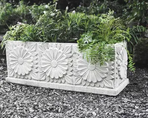 Large Daisy design Stone Planter Trough