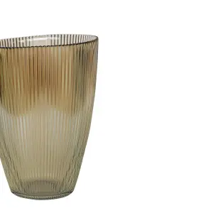 Mocha Ribbed Tall Vase H24.5Cm W18Cm