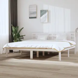 Berkfield Bed Frame White Solid Wood Pine 200x200 cm