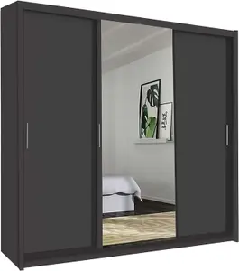 Sliding Wardrobes 4U Meldon Tripple Sliding Door Wardrobe in 6 Colors White, Black, Grey, Oak, Wenge & Walnut - W2500mm, H2170mm