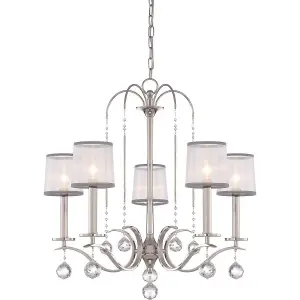 Elstead Whitney 5 Light Multi Arm Chandelier Silver Finish, E14