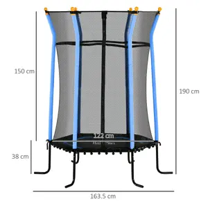 HOMCOM 5.4FT Kids Trampoline with Enclosure Indoor Outdoor Blue