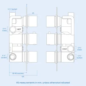 Flora Round Concealed Thermostatic Shower Valve With Shower Head Body Jets And Slim Pencil Handset Kit