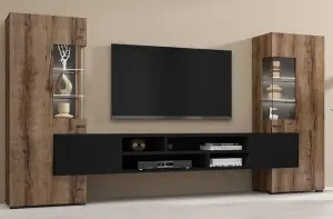 Coby 10 Entertainment Unit  in Oak Monastery for TVs Up To 60" - Design with Comprehensive Storage - W2700mm x H1430mm x D450mm