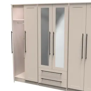 Howard Tall 6 Door 2 Drawer 2 Mirror Wardrobe in Kashmir Matt (Ready Assembled)