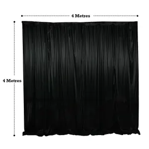 4x4 M Ice Silk Backdrop Curtain Photography Scenery for Christmas Events Decor, Black