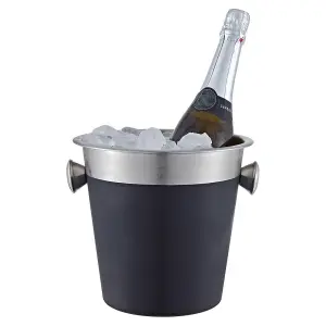 Buckingham Stainless Steel Champagne / Wine Bottle  Bucket  21.5 cm / 4.8 Litre, black finish