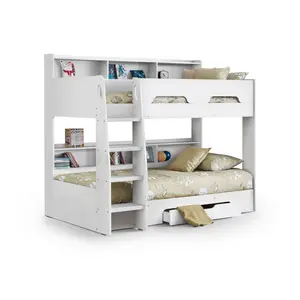 Lilianna Single (3') Standard Bunk Bed with Shelves White