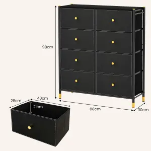 Costway 8 Drawers Dresser Tower Organizer Fabric Storage Chest of Drawers W/ Metal Frame