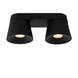 Lucide Trigono Modern Twin Ceiling Spotlight - 2xGU10 - Black