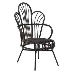 Interiors by Premier Java Black Rattan Scalloped Back Chair