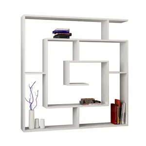 Labirent Bookcase | Modern Maze-Design Freestanding Unit with 5 Shelves White