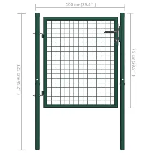 Berkfield Fence Gate Steel 100x75 cm Green