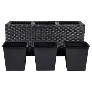 Plant Pot BELLIS PE Rattan Black