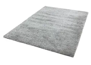 Silver Plain Luxurious Shaggy Modern Easy to Clean Rug for Living Room and Bedroom-200cm X 290cm