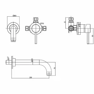 Nes Home Sicily Wall Mounted Basin Mixer Tap