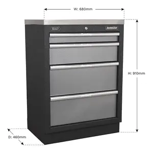 Sealey Modular 4 Drawer Cabinet 680mm APMS51