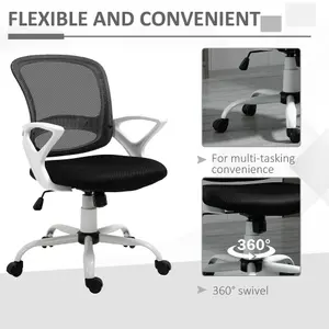 Vinsetto Mesh Task Swivel Chair Home Office Desk w/ Lumbar Back Support, Black