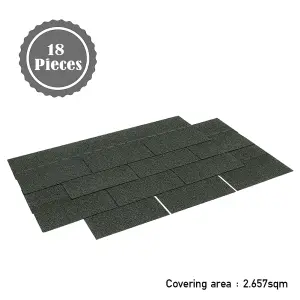 18Pcs Green Tab Asphalt Shingles Bitumen Roof Tiles Covering 2.61sqm