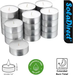 8-Hour Tea Lights Candles, 50 Pack, Long Burning Tealights Candle, Unscented White Tea Lights - Ideal Night Light Candles