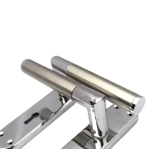 Door Handles Mitred Straight Lever Locks Duo - Chrome Satin 180mm x 40mm