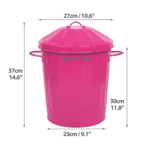 Simpa 15L Vintage Metal Bin - Pink